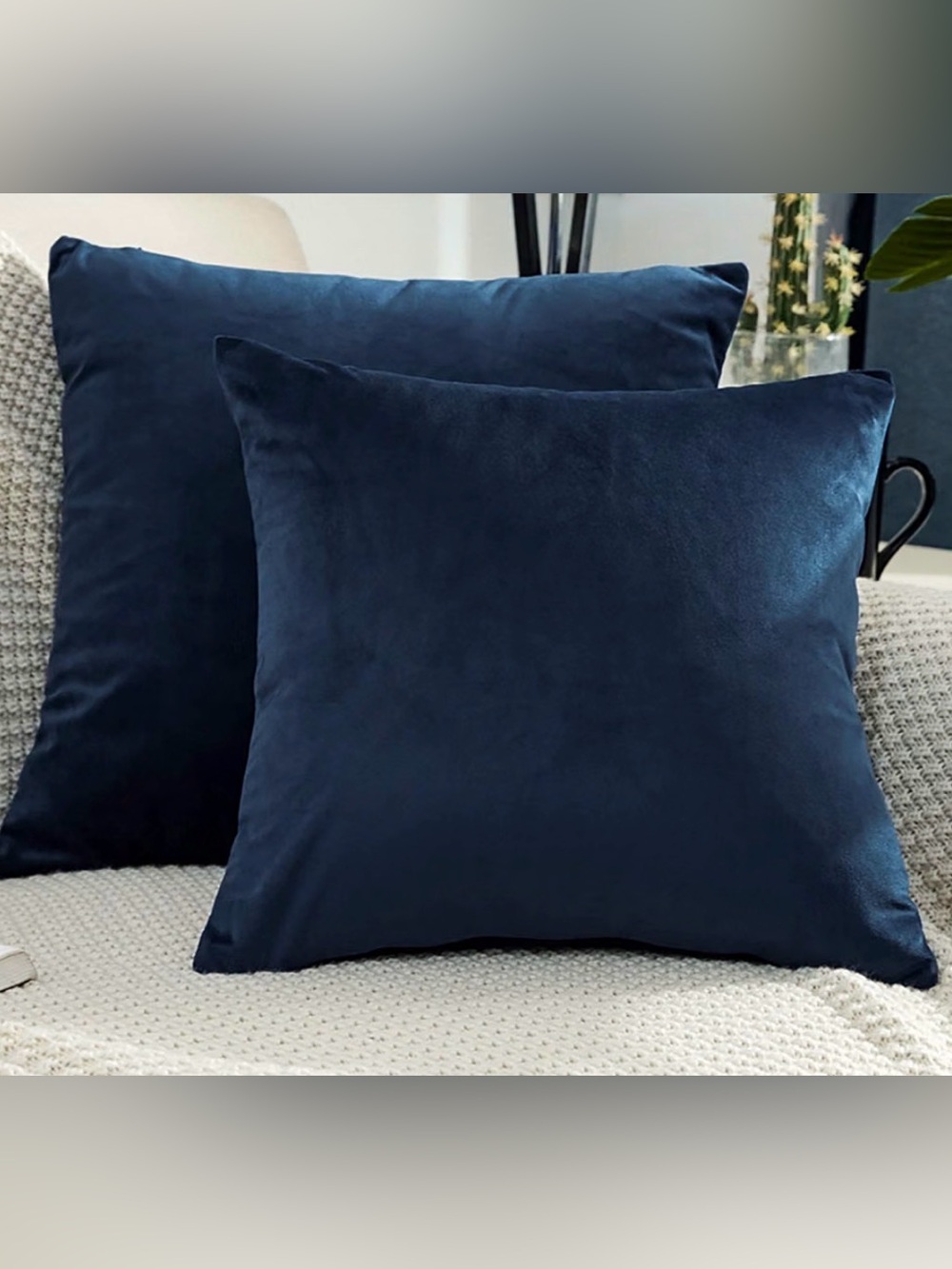 NEW BeBen 20x20 Throw Pillow Covers Set of 2 Blue Velvet